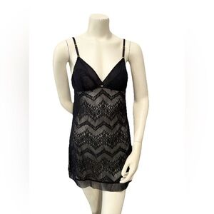 Victoria's Secret Very Sexy Lingerie Lace Chemise Babydoll Women’s M Black
